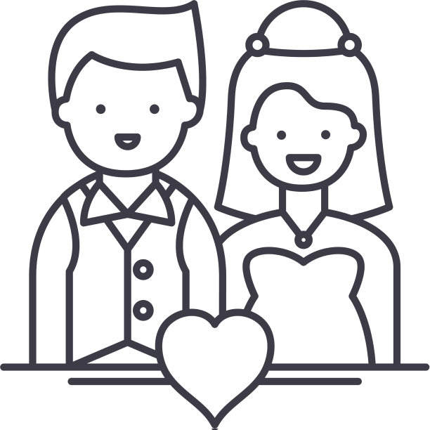 婚礼夫妻图标线性孤立图片下载