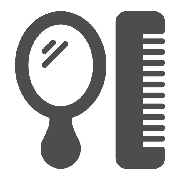 镜子和发刷固体图标卫生例行程序图片下载