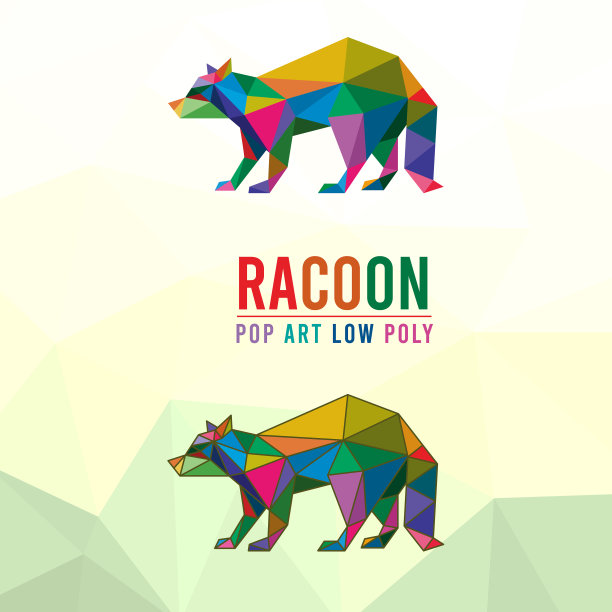 浣熊动物宠物流行艺术低多边形线标志图标图片下载