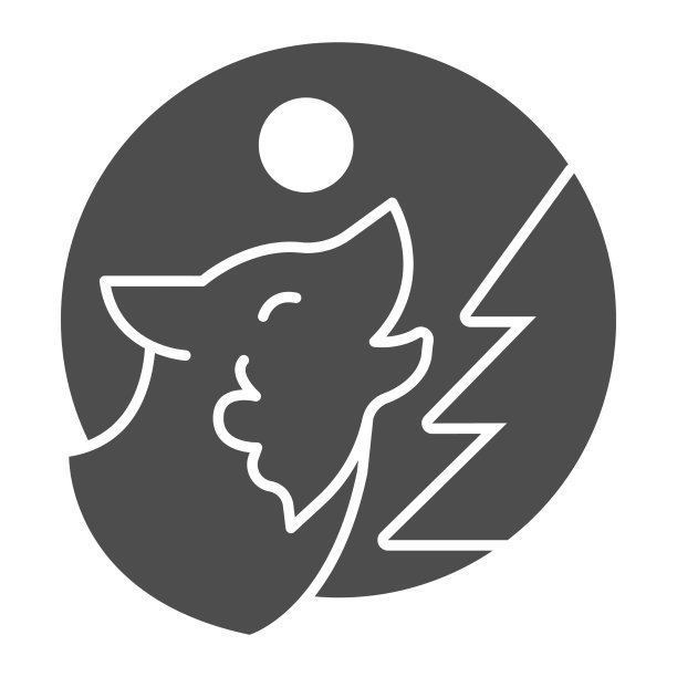 狼在月亮附近的树固体图标嚎叫图片下载