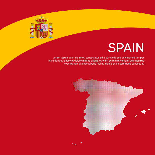 摘要挥舞西班牙国旗和马赛克地图图片下载