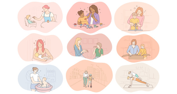 母亲与母亲与儿童的家庭活动图片下载