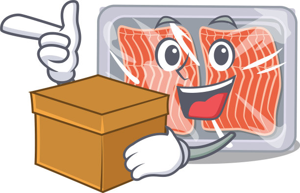 一幅冷冻鲑鱼卡通图案图片下载