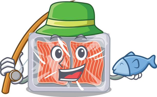 卡通设计理念冷冻三文鱼同时图片下载