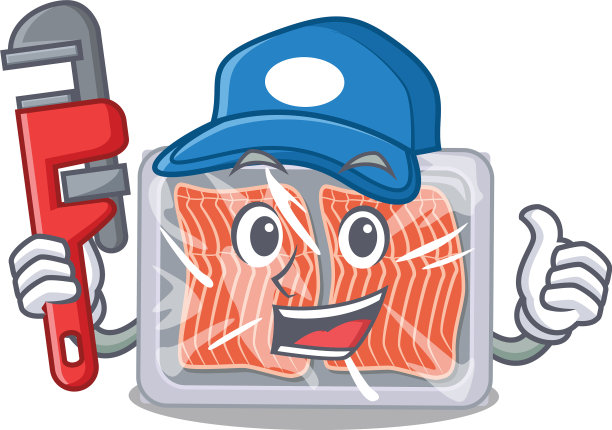 冷冻鲑鱼聪明的水管工卡通人物图片下载