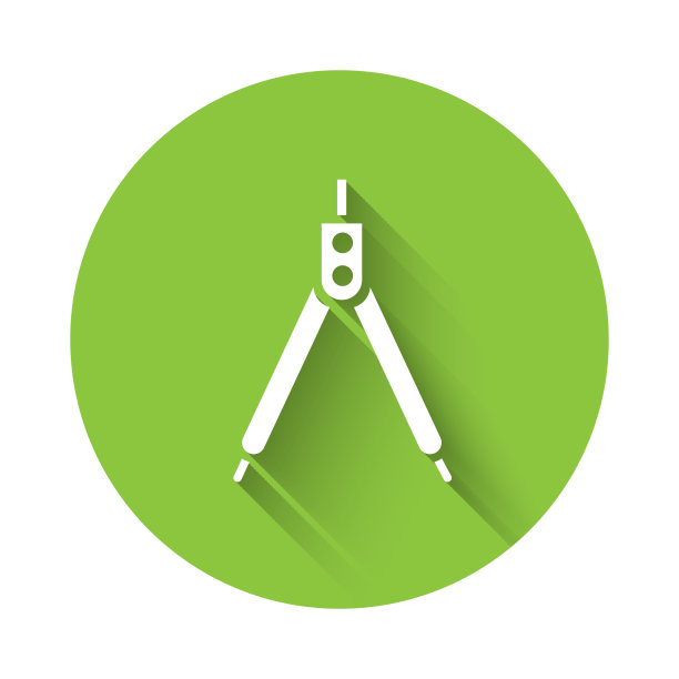 白色绘图罗盘图标孤立与长图片下载