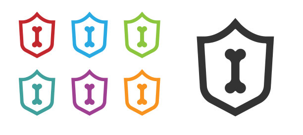 黑色动物健康保险图标孤立上图片下载