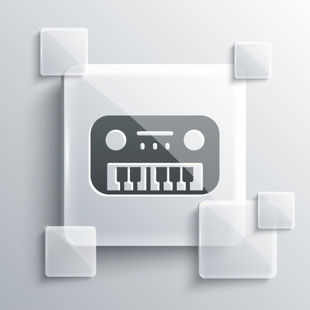 灰色玩具钢琴图标孤立在灰色背景图片下载