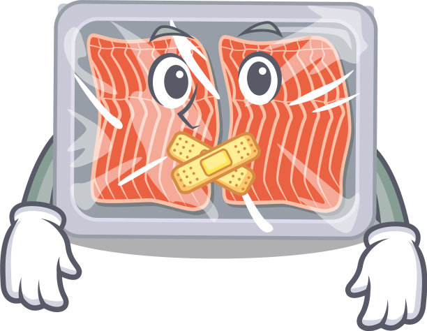 冷冻三文鱼卡通人物风格配图片下载
