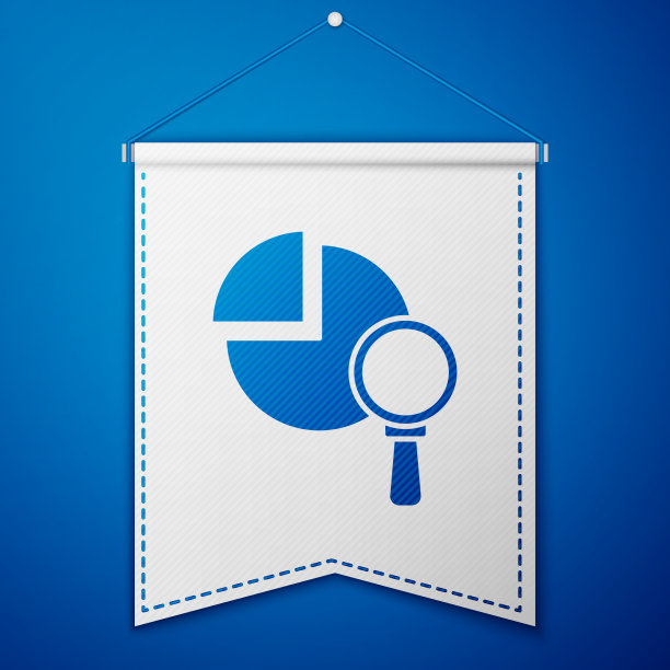 蓝色放大镜和数据分析图标图片下载