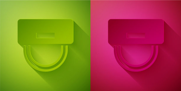 剪纸的侍者帽图标孤立在绿色和图片下载