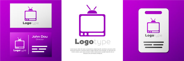 标志类型的复古电视图标孤立在白色图片下载