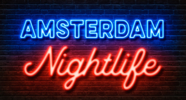 砖墙上的霓虹灯，阿姆斯特丹夜生活图片下载