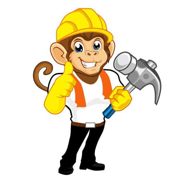 猴子建设者标志卡通图片下载