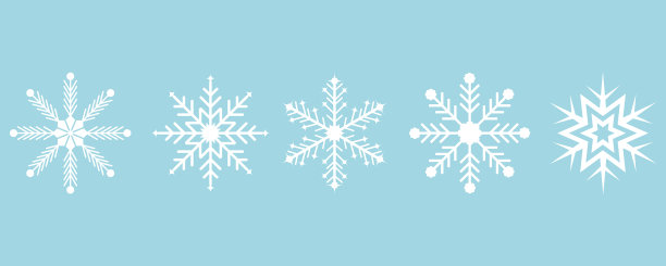 设置雪花图标孤立在蓝色图片下载