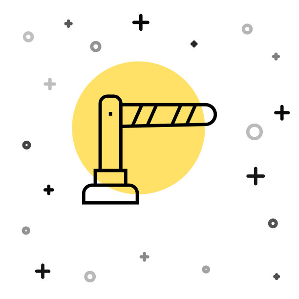 黑线铁路护栏图标孤立在白色上图片下载