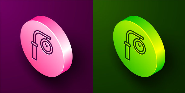 等距线火车站时钟图标孤立图片下载