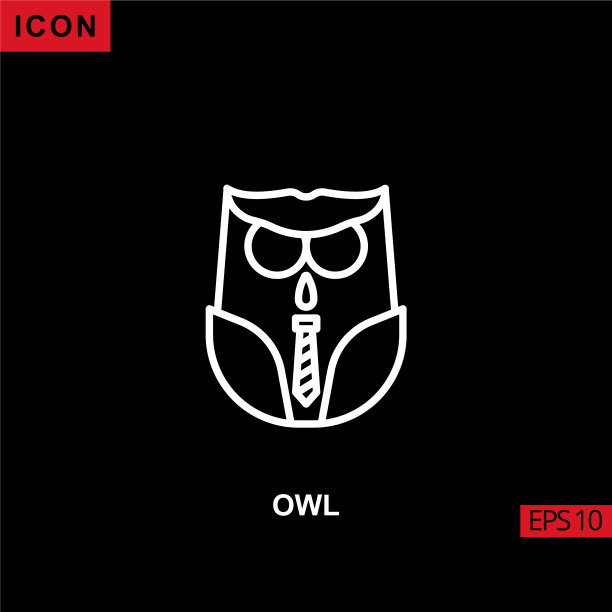 猫头鹰图标轮廓线线形或黑色线形图片下载