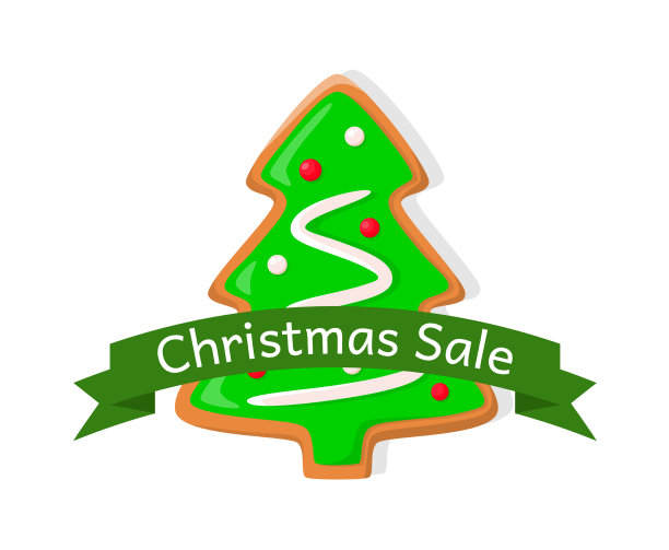 圣诞特卖价标签姜饼圣诞树图片下载