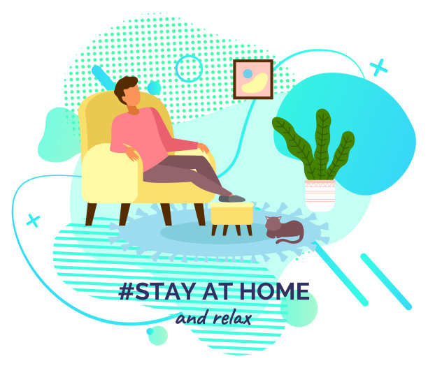 呆在家里，坐在扶手椅上放松图片下载