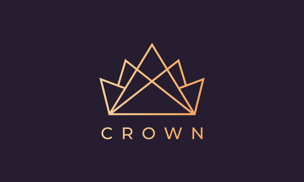 奢华黄金王国皇冠标志，线条简洁图片下载
