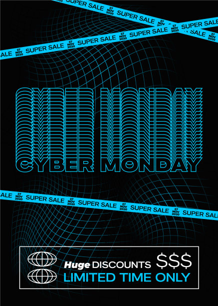 网络星期一蓝色字体横幅海报或图片下载