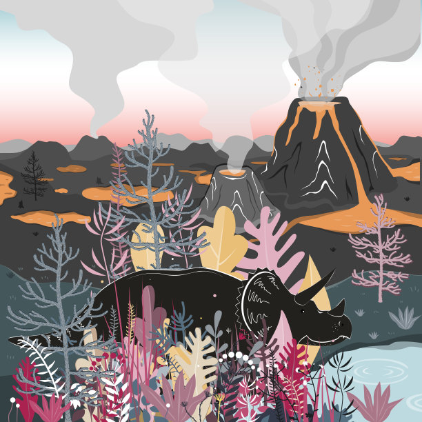 三角龙在森林中行走图片下载