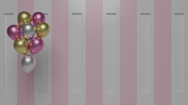 女孩的生日，派对气球。宝宝派对，派对背景。图片下载