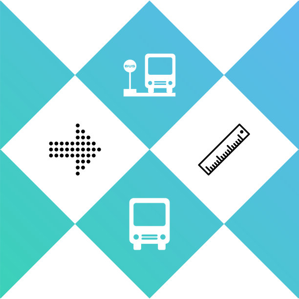 设置点、箭头公交车站和标尺图标图片下载