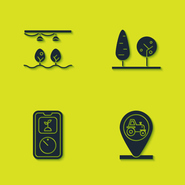 设置智能农场与灯泡和种植拖拉机图片下载