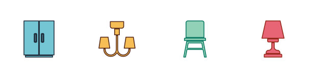 设置衣柜、吊灯、椅子和台灯图片下载