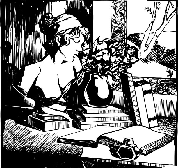 黑色和白色的半身像萨福静物画图片下载