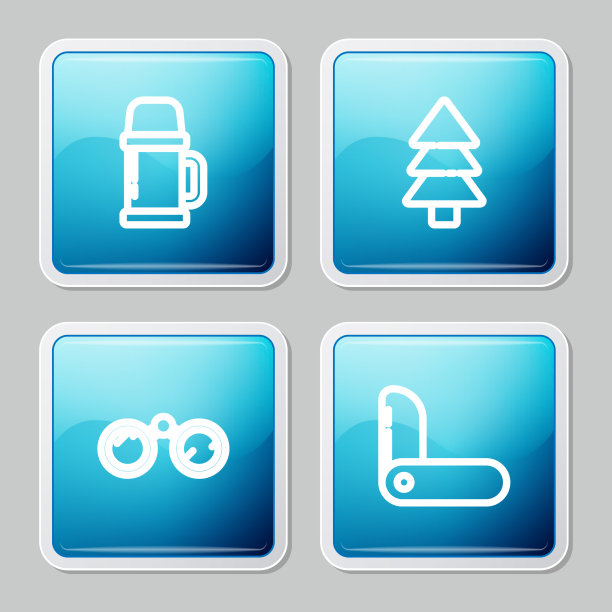 设置线热水瓶容器树双筒望远镜和图片下载