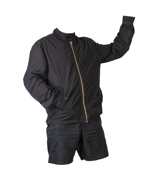 男性夹克与闪电和短裤孤立在白色背景。随意的夏天的衣服图片下载