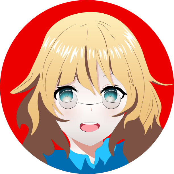 卡通微笑的女孩戴着眼镜动漫图片下载