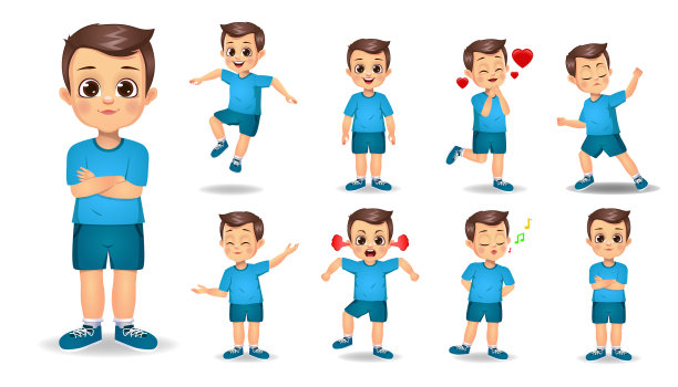 可爱的男孩字符集图片下载