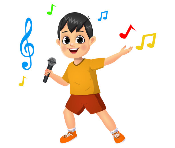 可爱的男孩唱着歌图片下载