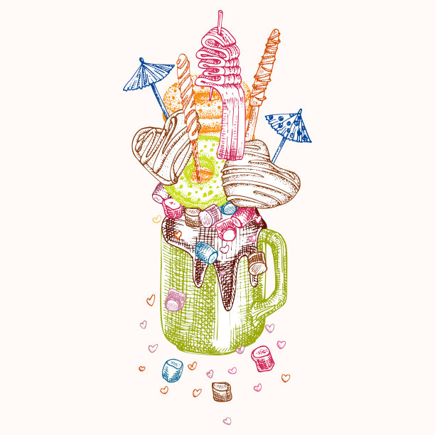 怪物摇甜品孤立的背景手图片下载