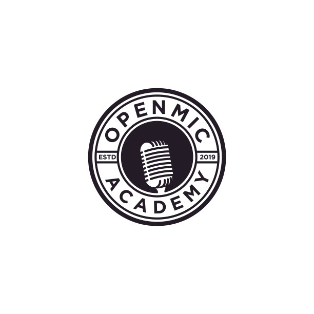 复古徽章徽章，麦克风标志设计图片下载
