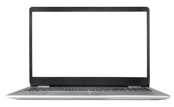 笔记本电脑与空白屏幕隔离在白色背景。图片下载