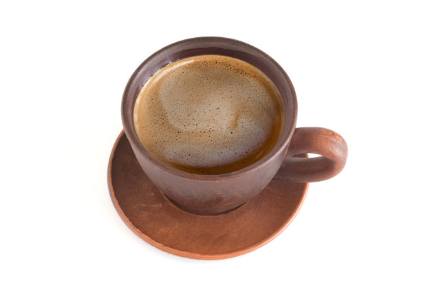 一杯咖啡的特写在白色孤立的背景。图片下载