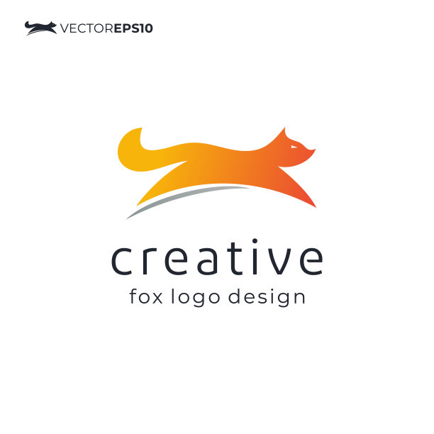 跳跃的狐狸符号为标志设计灵感图片下载