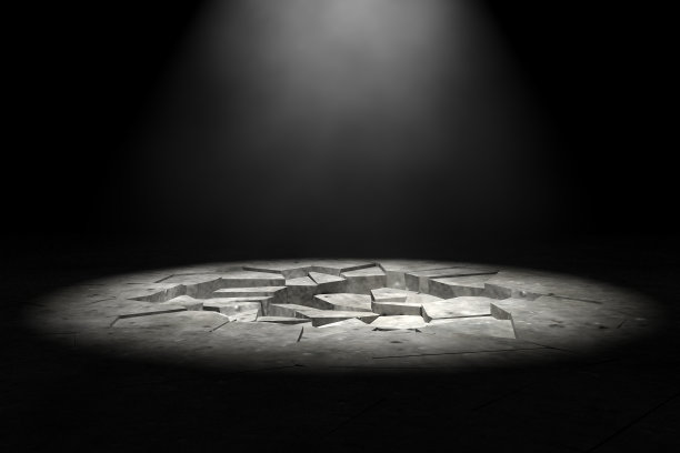 混凝土地板开裂，带有射灯图片下载