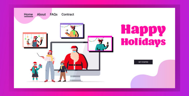 戴面具的圣诞老人和混血儿讨论图片下载