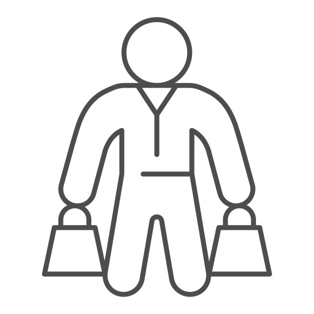 买家与包装细线图标黑色星期五图片下载