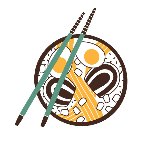 俯视图拉面碗与筷子图片下载