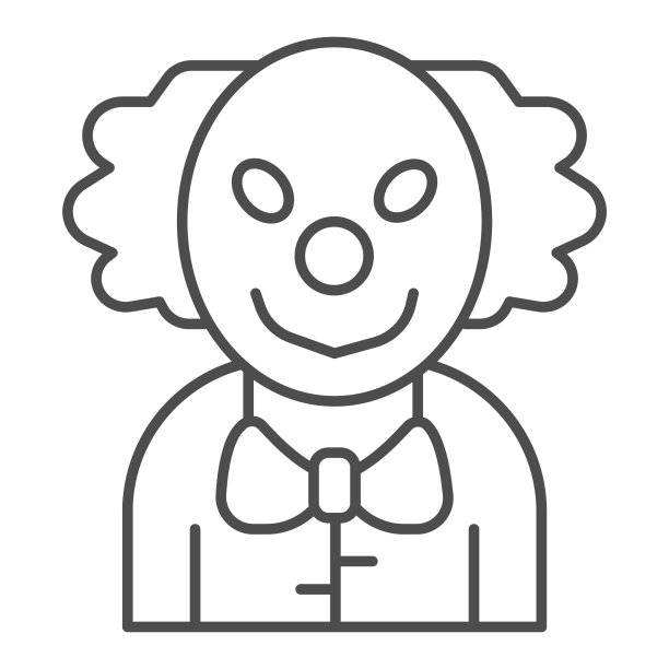 邪恶小丑细线图标万圣节概念图片下载