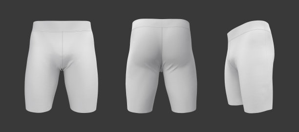腰短裤模型在前面，侧面和背面的观点图片下载