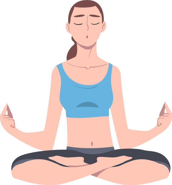 年轻女子盘腿坐莲花式或图片下载