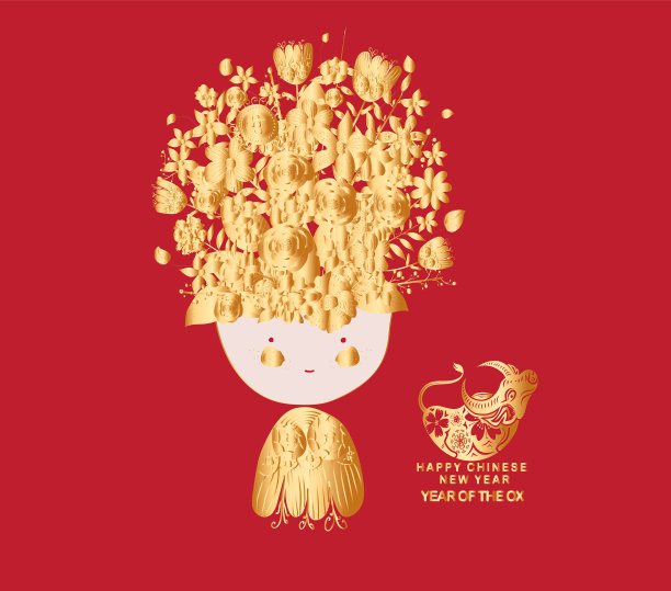 2021年春节快乐，牛金生肖图片下载